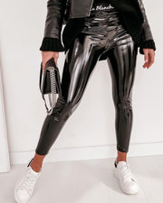 HATTIE BLACK LATEX LEGGINGS - S/M image