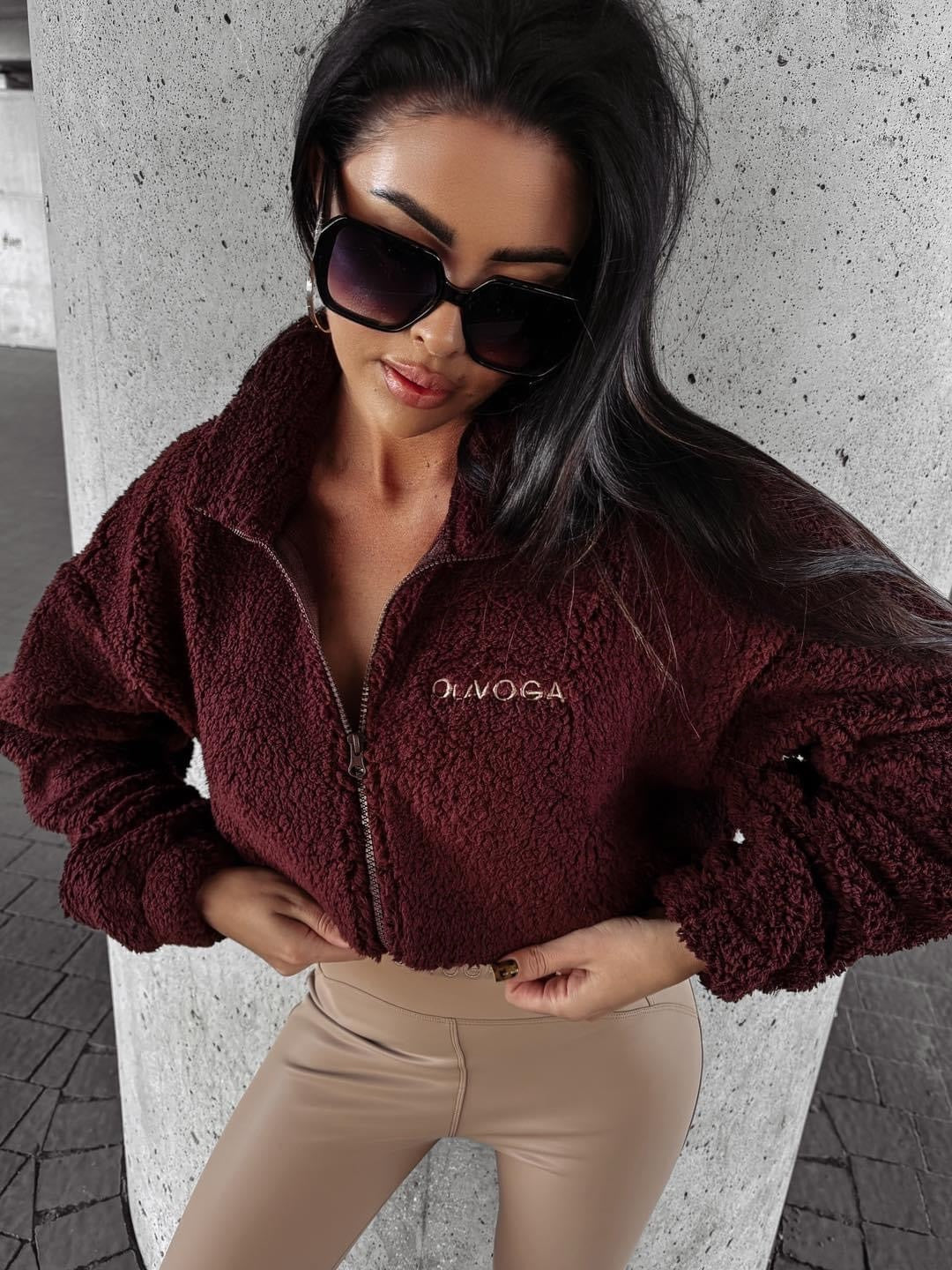 PERCHA OLAVOGA brown lambskin sweatshirt image 0