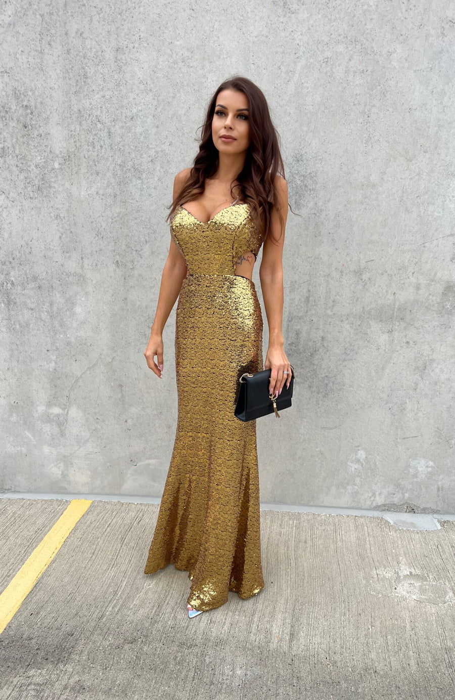 ONE AND ONLY GOLD MAXI DRESS image 6