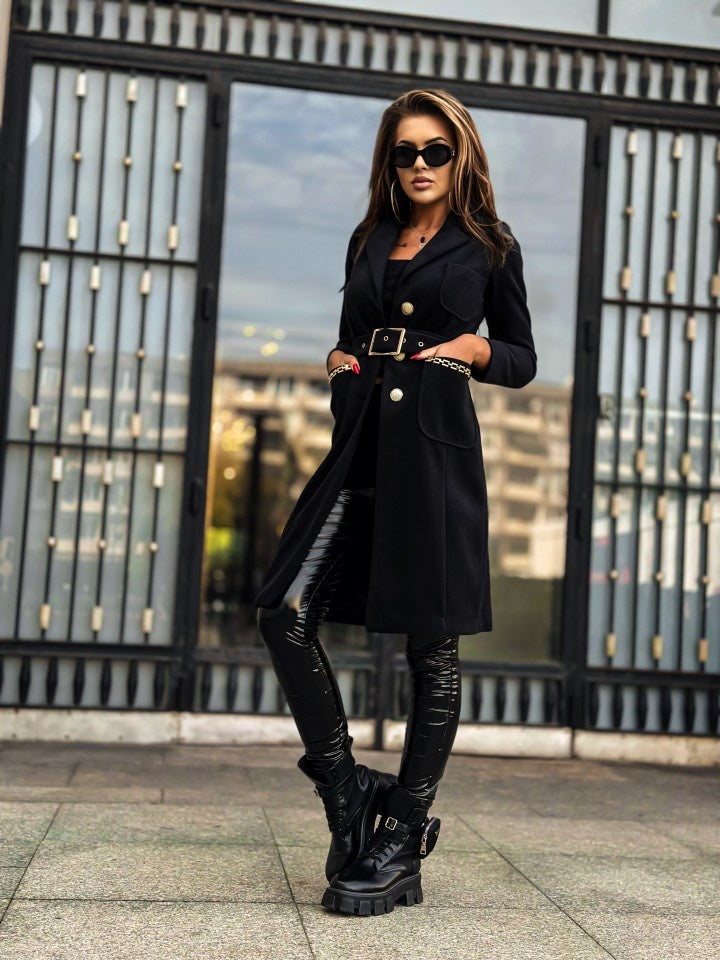 MIAMI BLACK COAT WITH GOLD CHAIN image 1