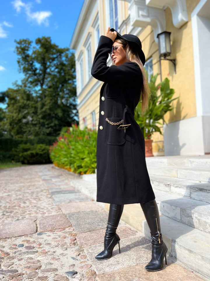 MIAMI BLACK COAT WITH GOLD CHAIN image 12