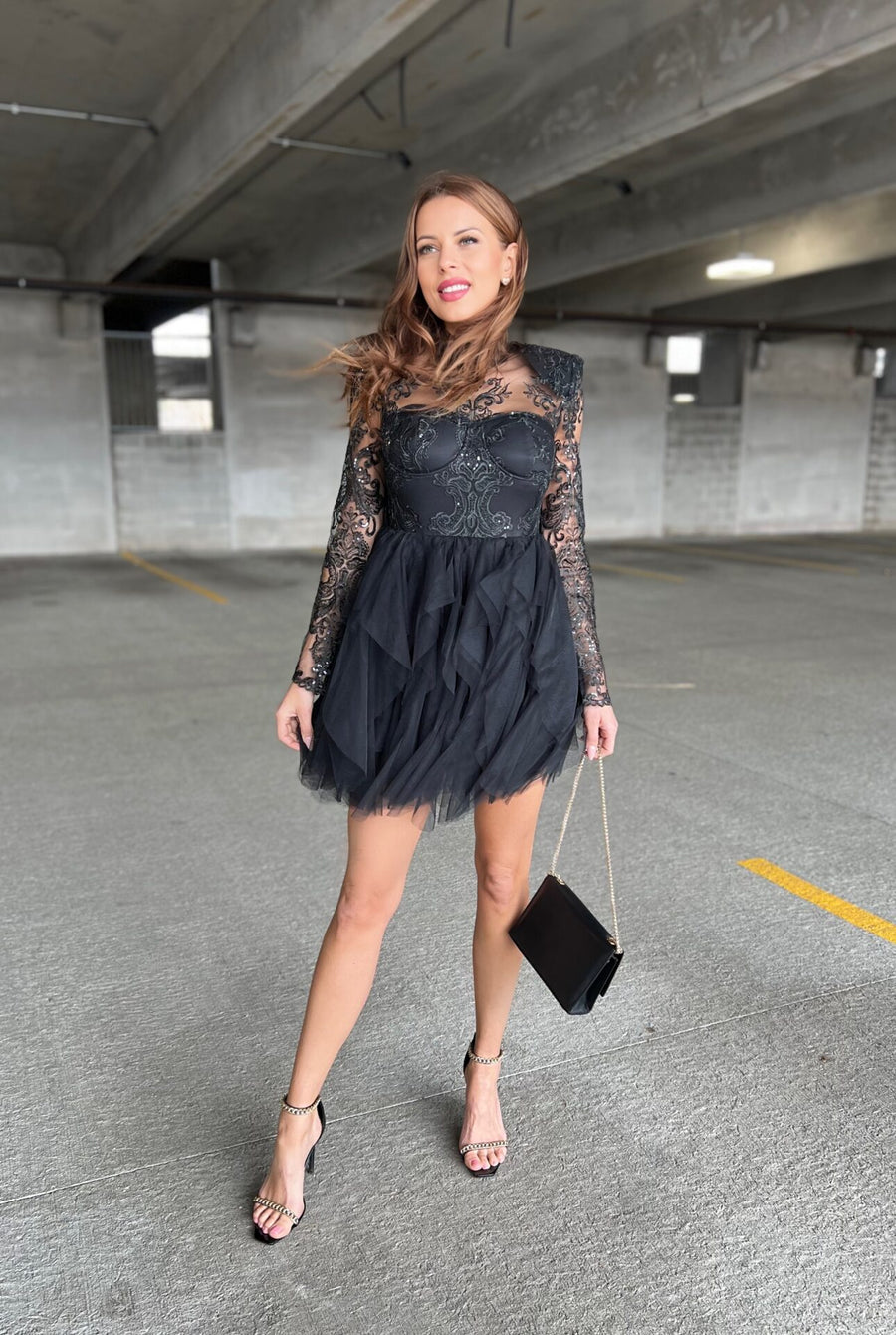 Midnight Elegance Black Tulle Evening Dress image 8