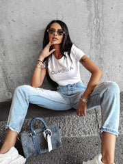 Classic women's T-shirt SPLIT OLAVOGA white - S image