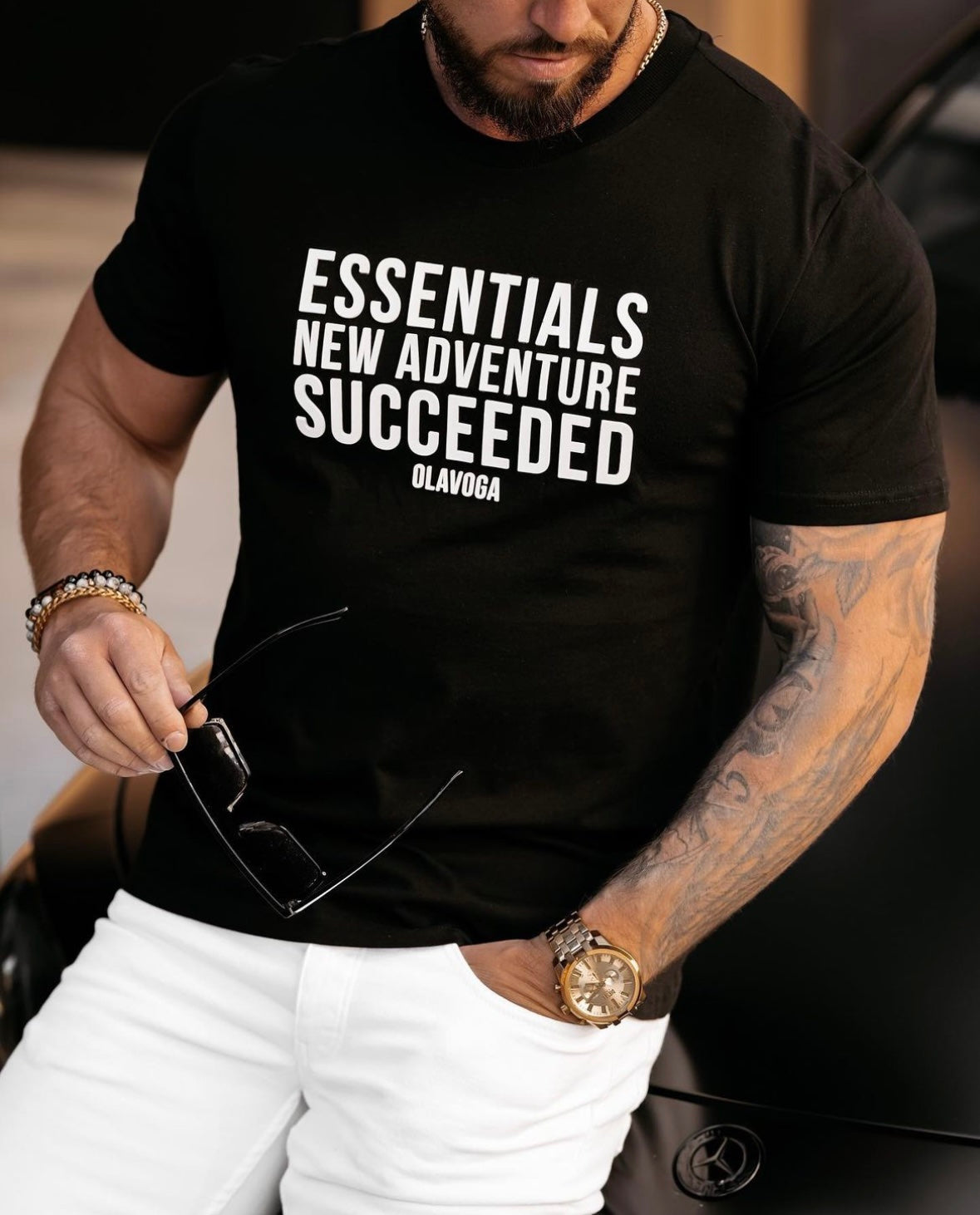 Amr Ola Voga men's cotton T-shirt black image 1