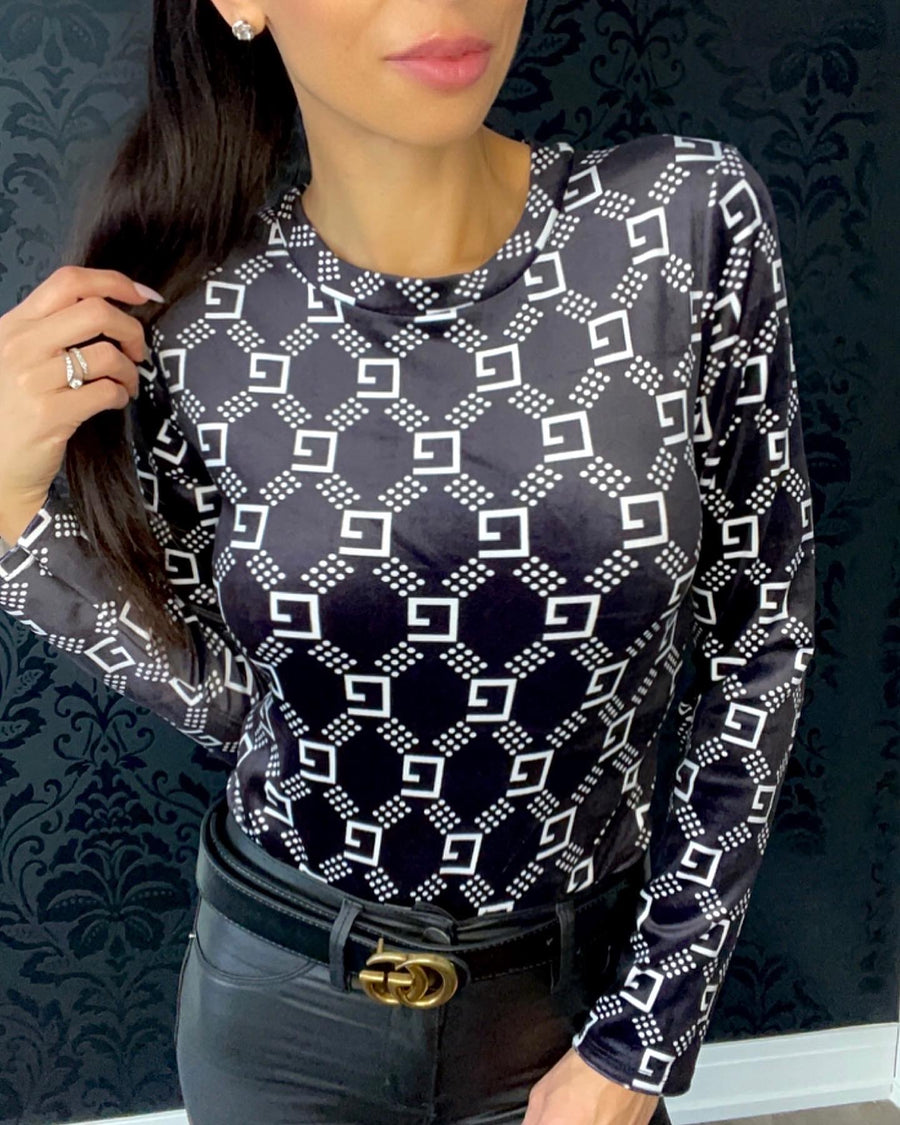 VELOUR LOGO G BODYSUIT BLACK image 2