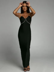 Evie Diamante Black Maxi Bandage Dress image 1