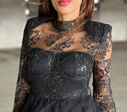 Midnight Elegance Black Tulle Evening Dress image 6