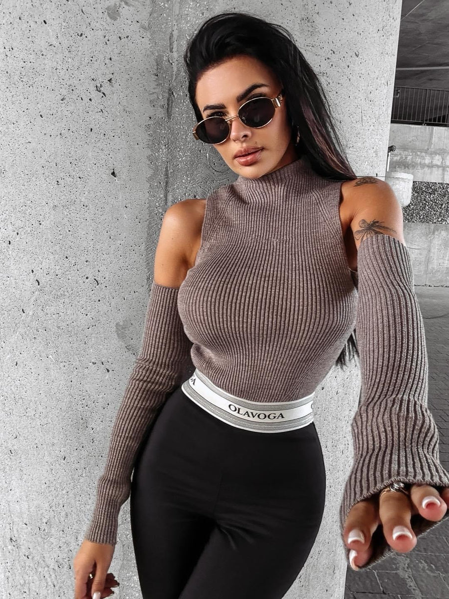 FLIGHT OLAVOGA coffee ribbed top - M image