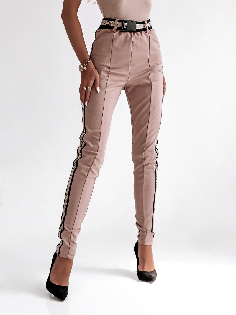 Gold Belt Ola Voga logged pants beige image 1