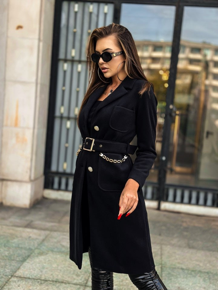 MIAMI BLACK COAT WITH GOLD CHAIN image 6