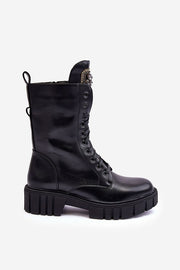 LEATHER WORKER BOOTS WITH JEWELRY DECORATION, BLACK MARX image 7