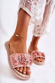 SUSANA WOMEN'S FABRIC FLOWER SLIPPERS PINK image 2