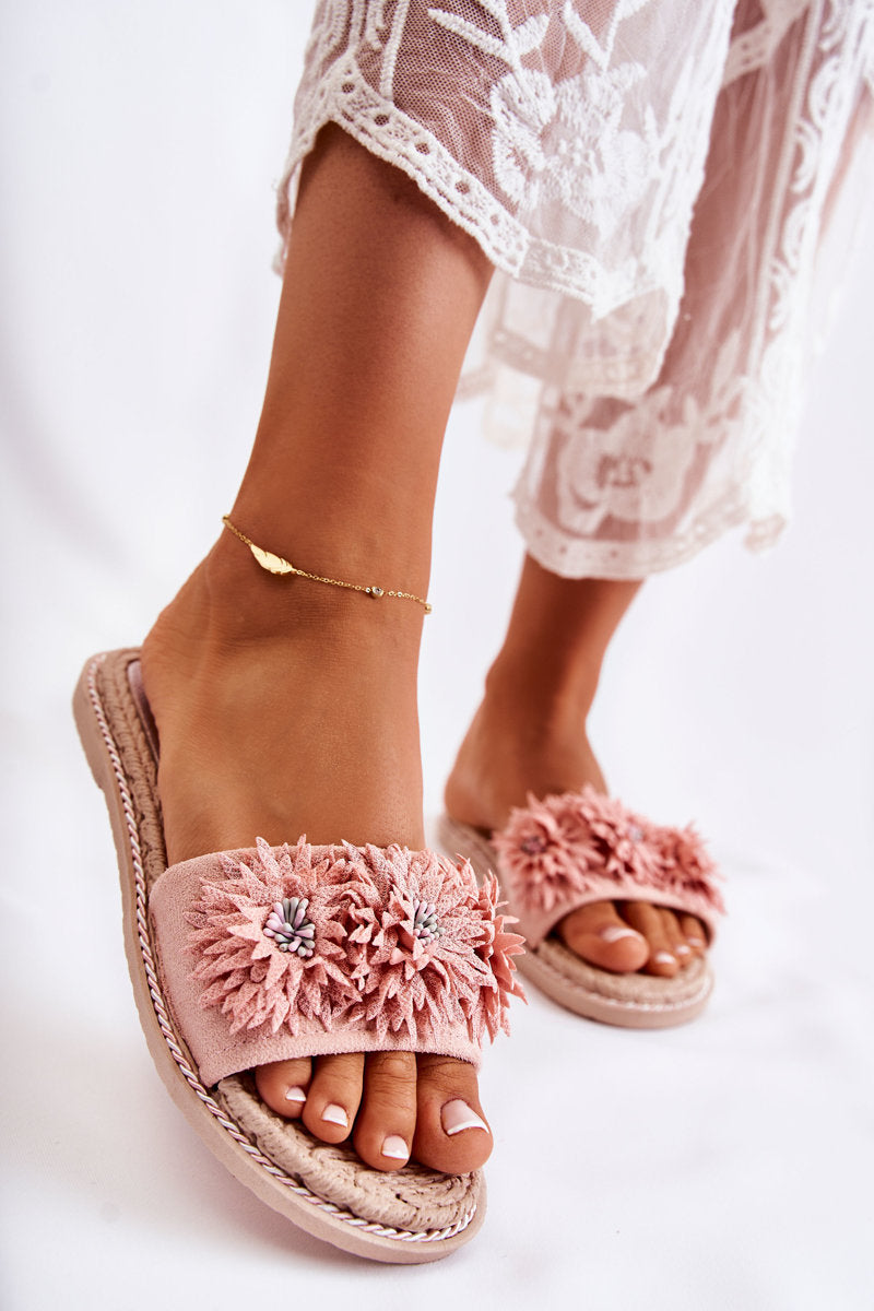 SUSANA WOMEN'S FABRIC FLOWER SLIPPERS PINK image 2