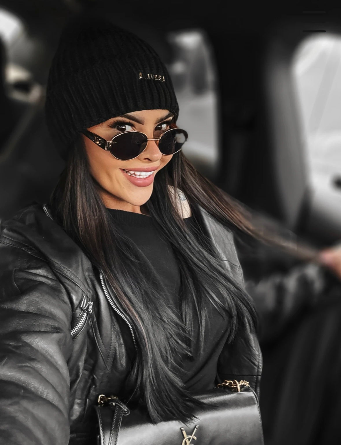 Cyndi Ola Voga ribbed beanie hat, black image 1