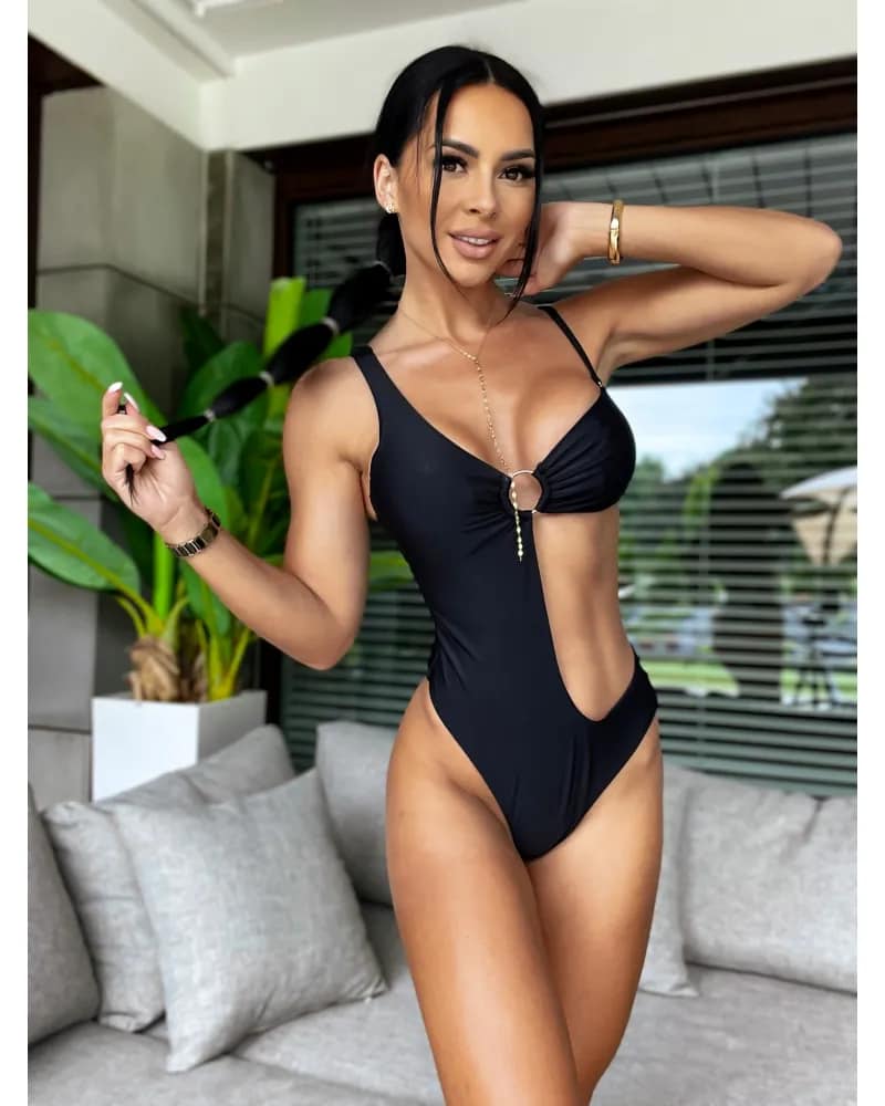 MAR ONE-SHOULDER SWIMSUIT BLACK image 1