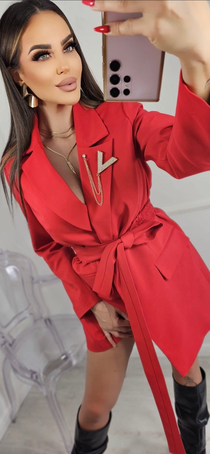 LA DIVA JACKET DRESS RED image 7