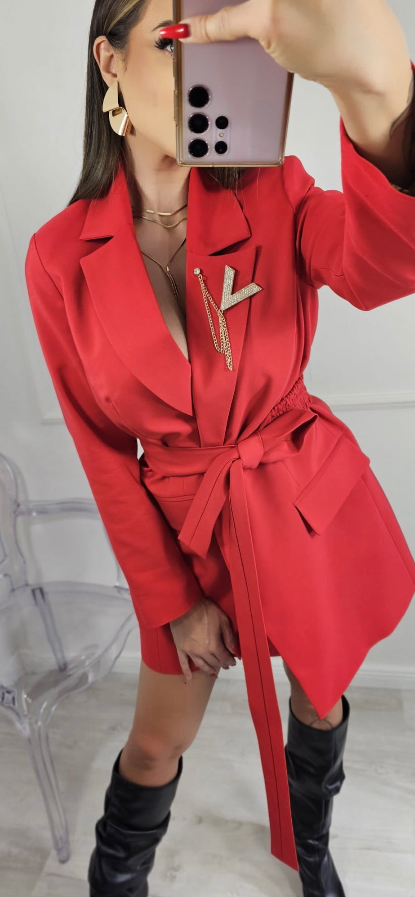 LA DIVA JACKET DRESS RED image 11