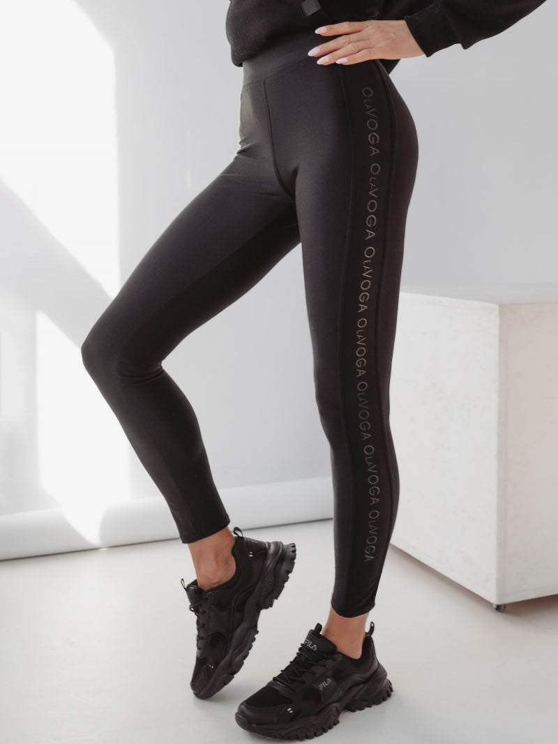 OlaVoga Stripe logged leggings black image 0