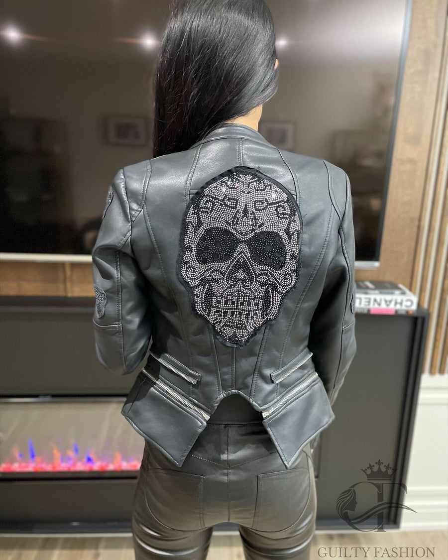 Skull Faux Leather Jacket image 2