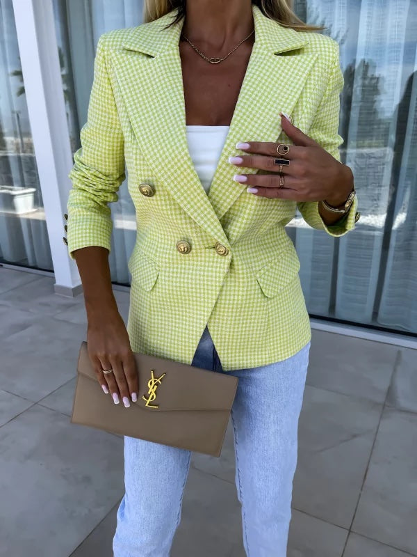 CLASSIC BUTTONS BLAZER WITH LIME HOUNDS PATTERN image 8