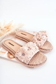 SUSANA WOMEN'S FABRIC FLOWER SLIPPERS BEIGE image 6