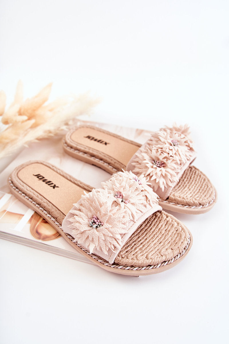 SUSANA WOMEN'S FABRIC FLOWER SLIPPERS BEIGE image 6