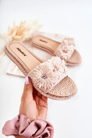 SUSANA WOMEN'S FABRIC FLOWER SLIPPERS BEIGE image 2