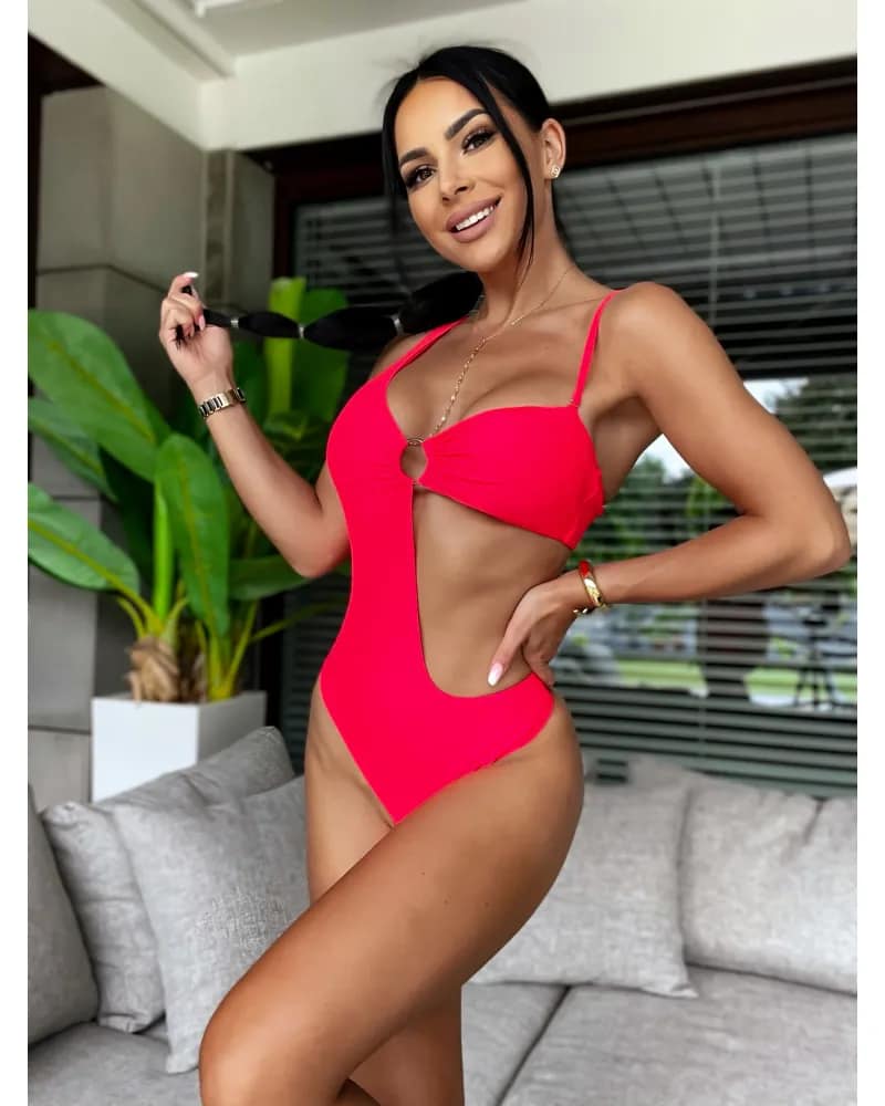 MAR ONE-SHOULDER SWIMSUIT PINK image 0