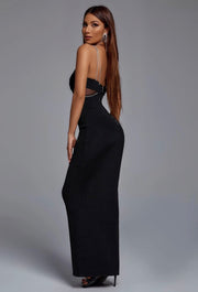 Evie Diamante Black Maxi Bandage Dress image 7