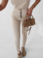 Hedwig Ola Voga gold zipper leggings beige image 1