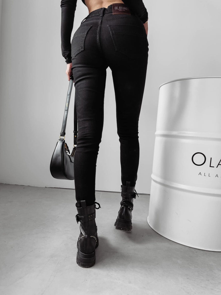 Evie Ola Voga slim fit trousers with ties, black image 2