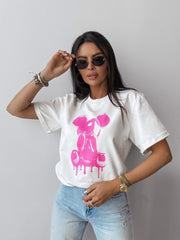 T-shirt with GO ON OLAVOGA application ecru image 2