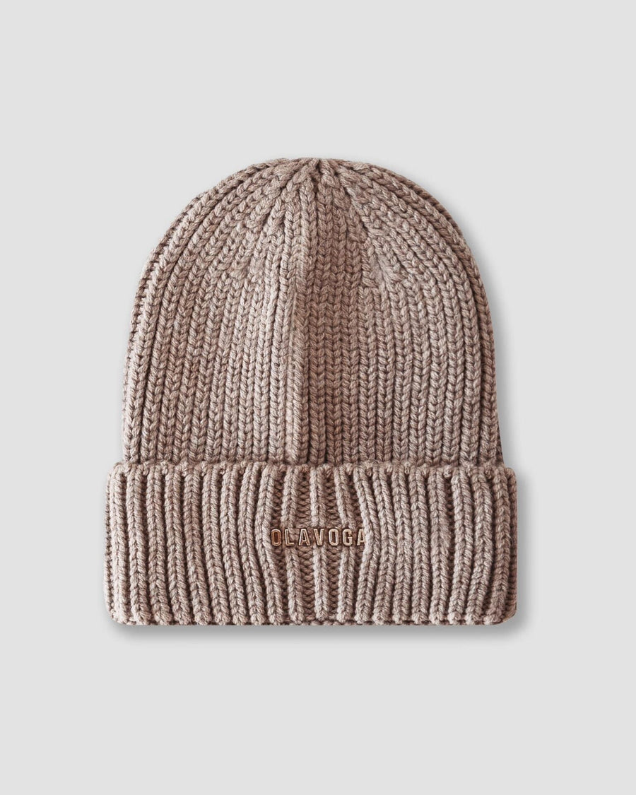 Cyndi Ola Voga ribbed beanie hat, beige image 2