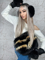 NATURAL RABIT FUR  EAR MUGS BLACK image 0