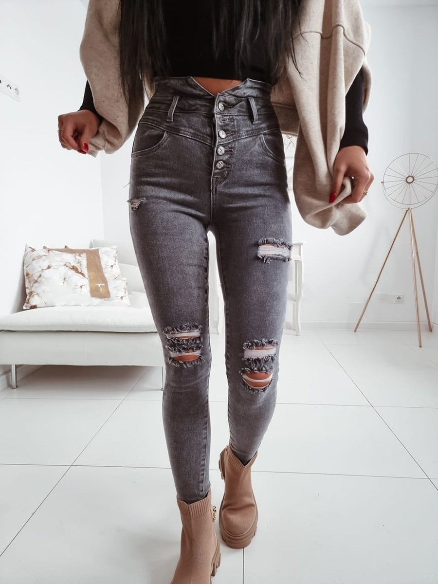 GREY RIPPED JEANS image 0