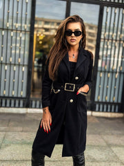MIAMI BLACK COAT WITH GOLD CHAIN image 0