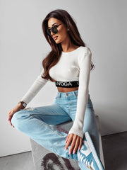 Basic ribbed blouse Dana Ola Voga ecru image 1