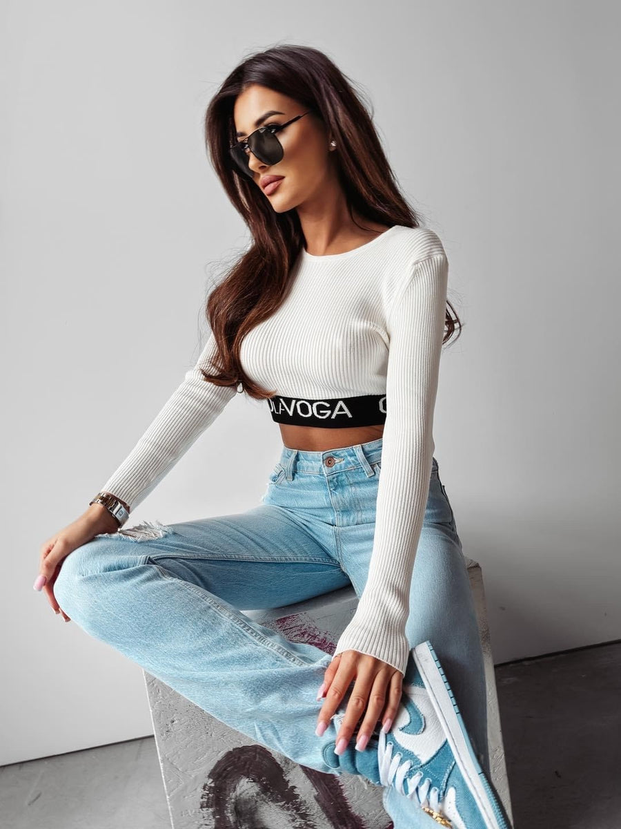 Basic ribbed blouse Dana Ola Voga ecru image 1