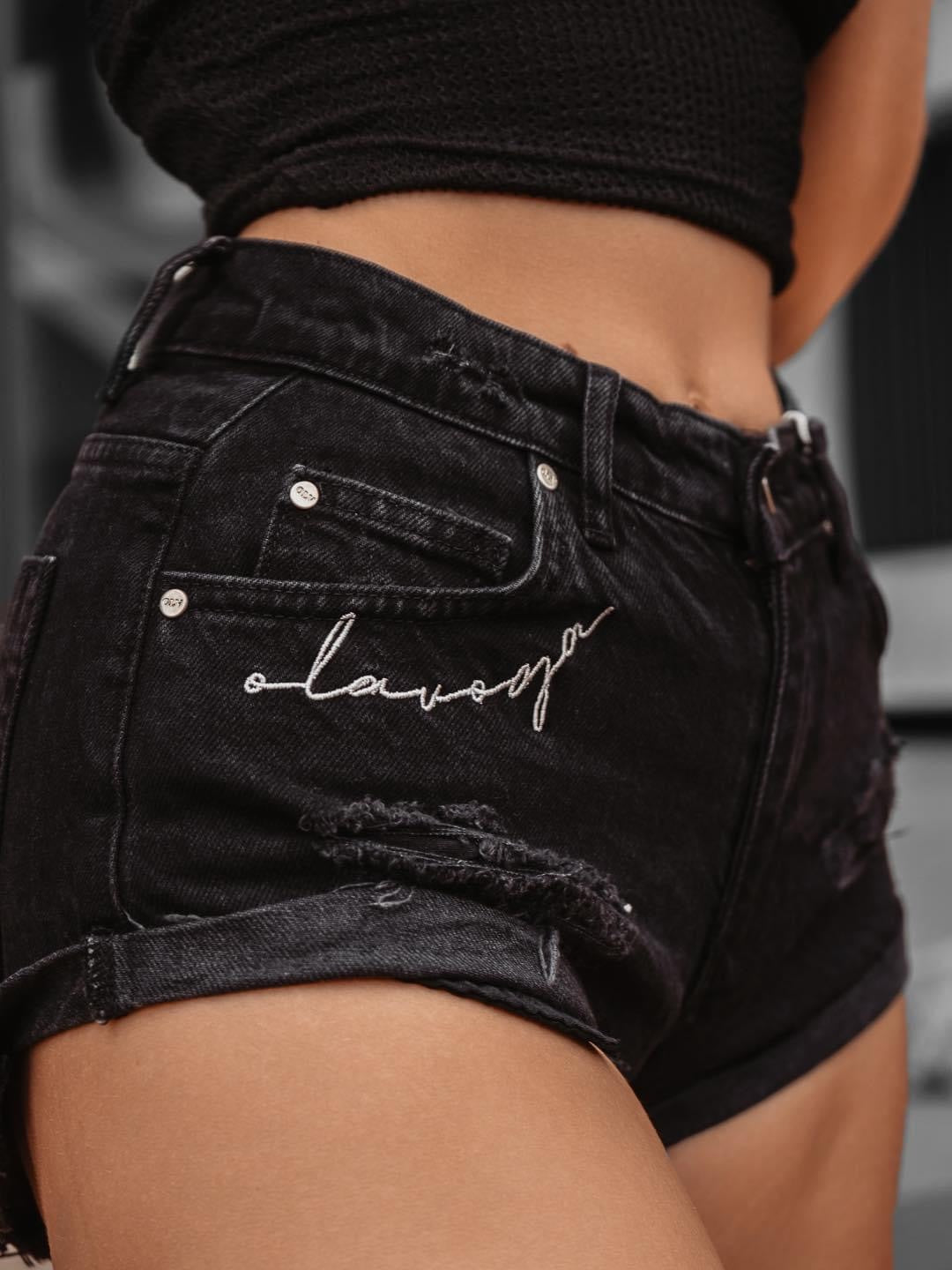 Ragged Ola Voga distressed shorts, black image 0