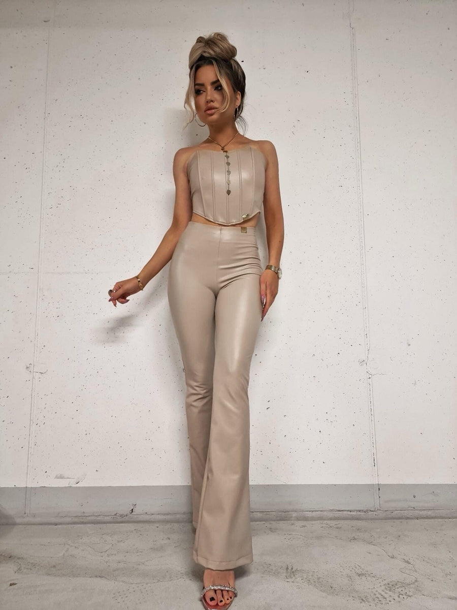 LA MONNE FLARE LEGGINGS BEIGE image 1