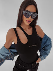 Ola Voga black ribbed cutout bodysuit image 2