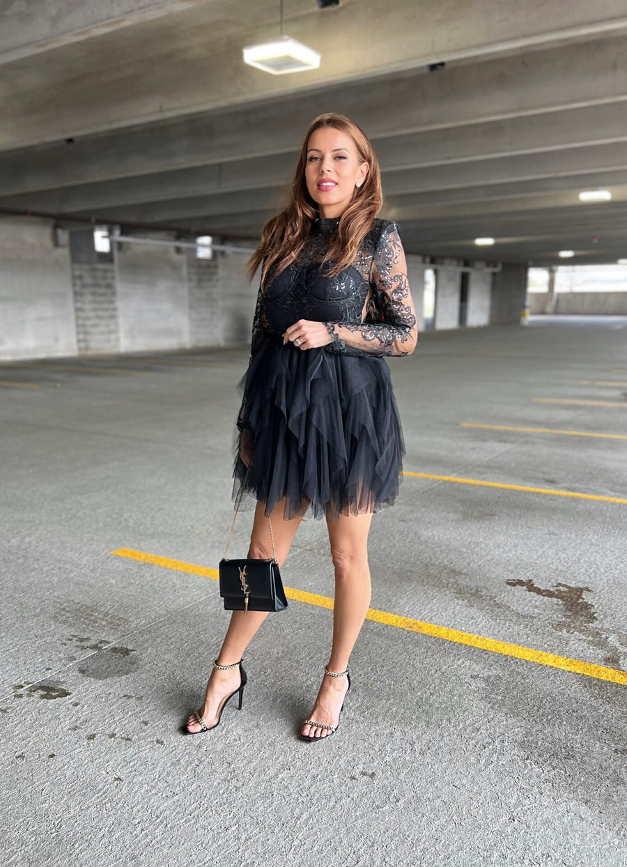 Midnight Elegance Black Tulle Evening Dress image 10