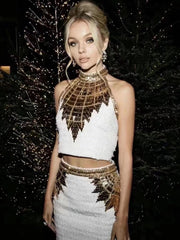EXQUISITE Golden Tonw Sequin Beaded Set image 6