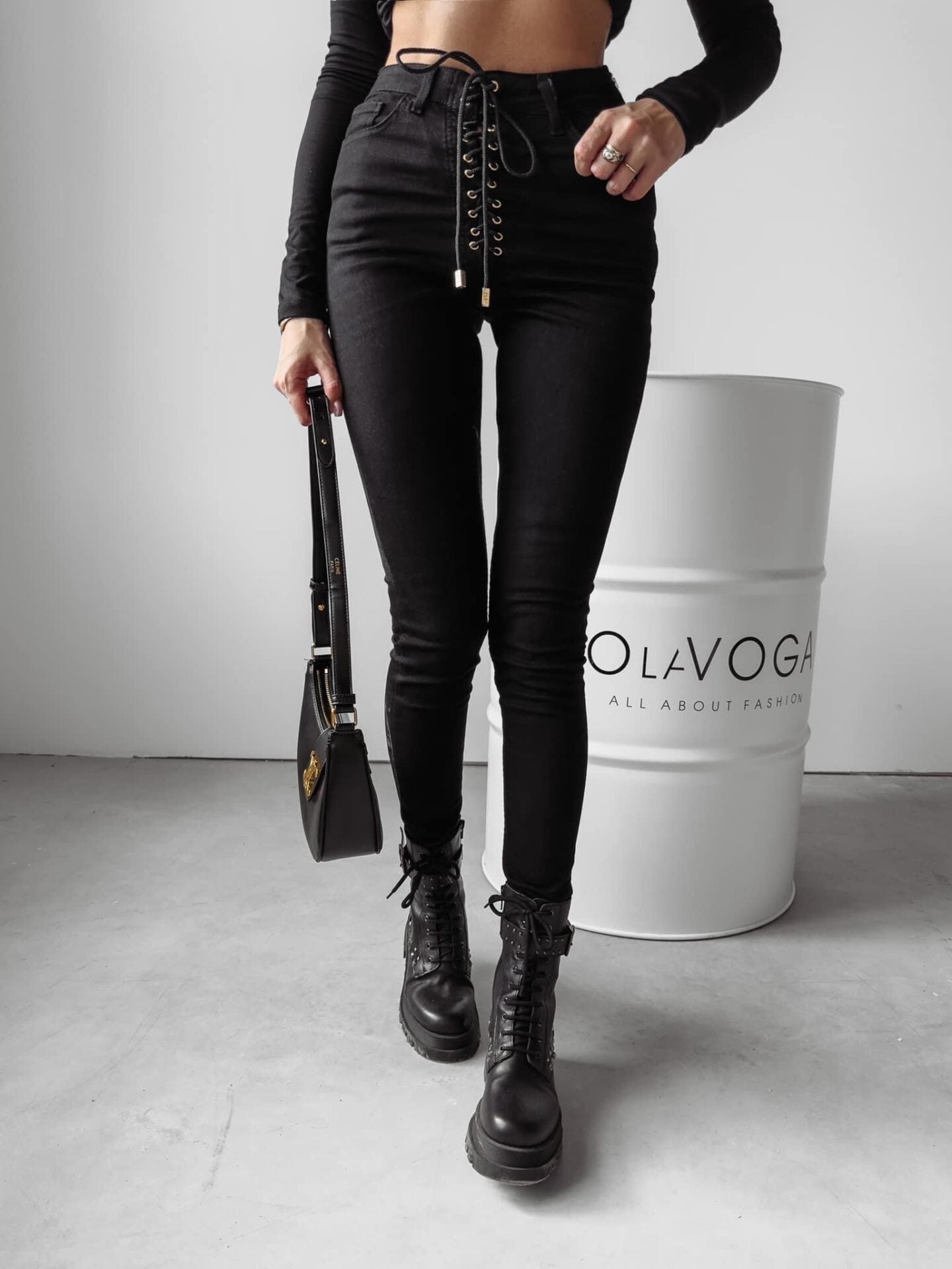 Evie Ola Voga slim fit trousers with ties, black image 0
