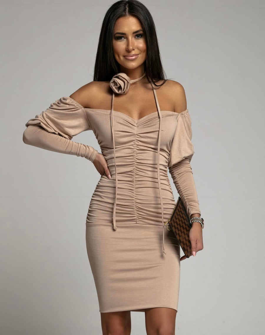 ONE ROSE BEIGE DRESS - S image