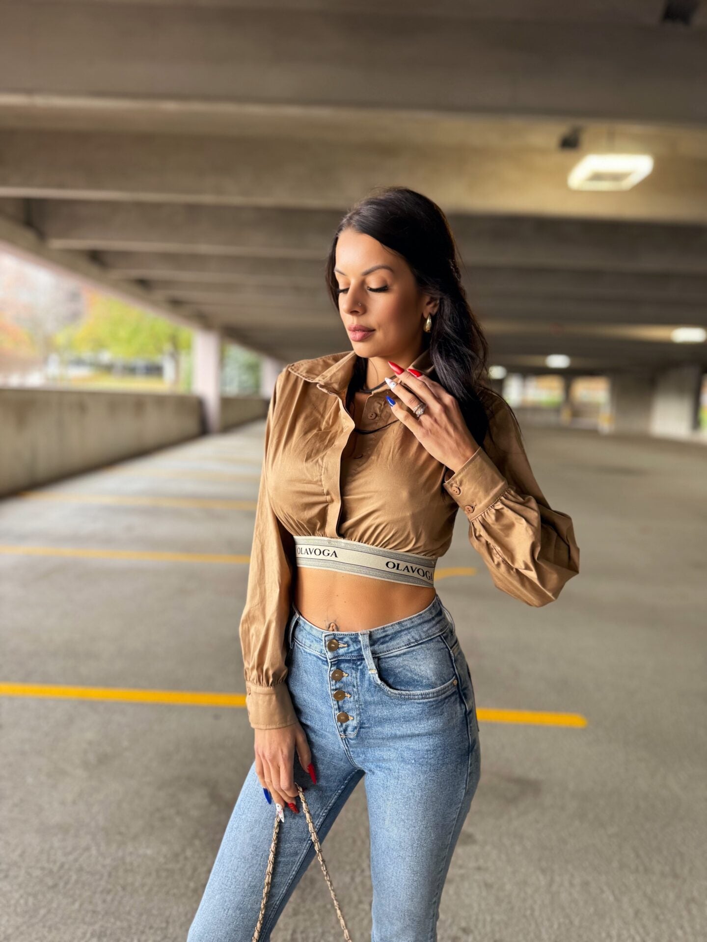 SABELLA OLAVOGA short elegant shirt, beige image 1