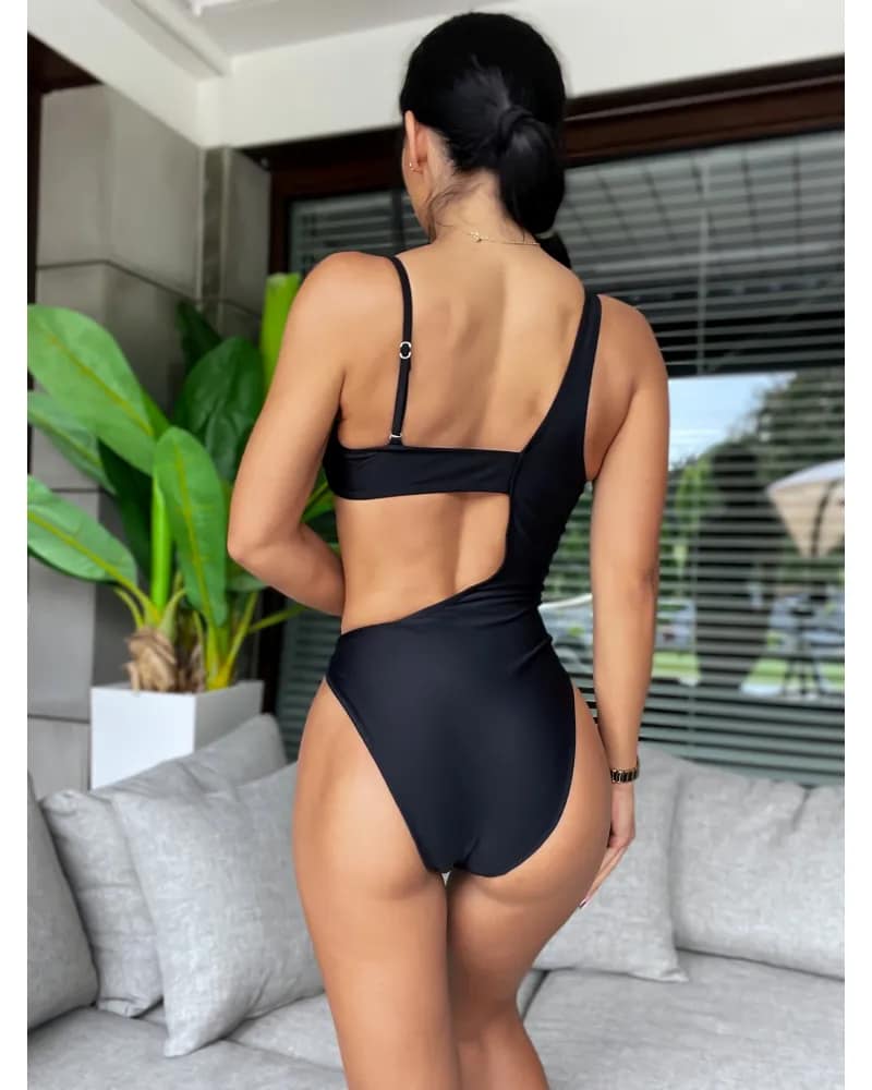 MAR ONE-SHOULDER SWIMSUIT BLACK image 2