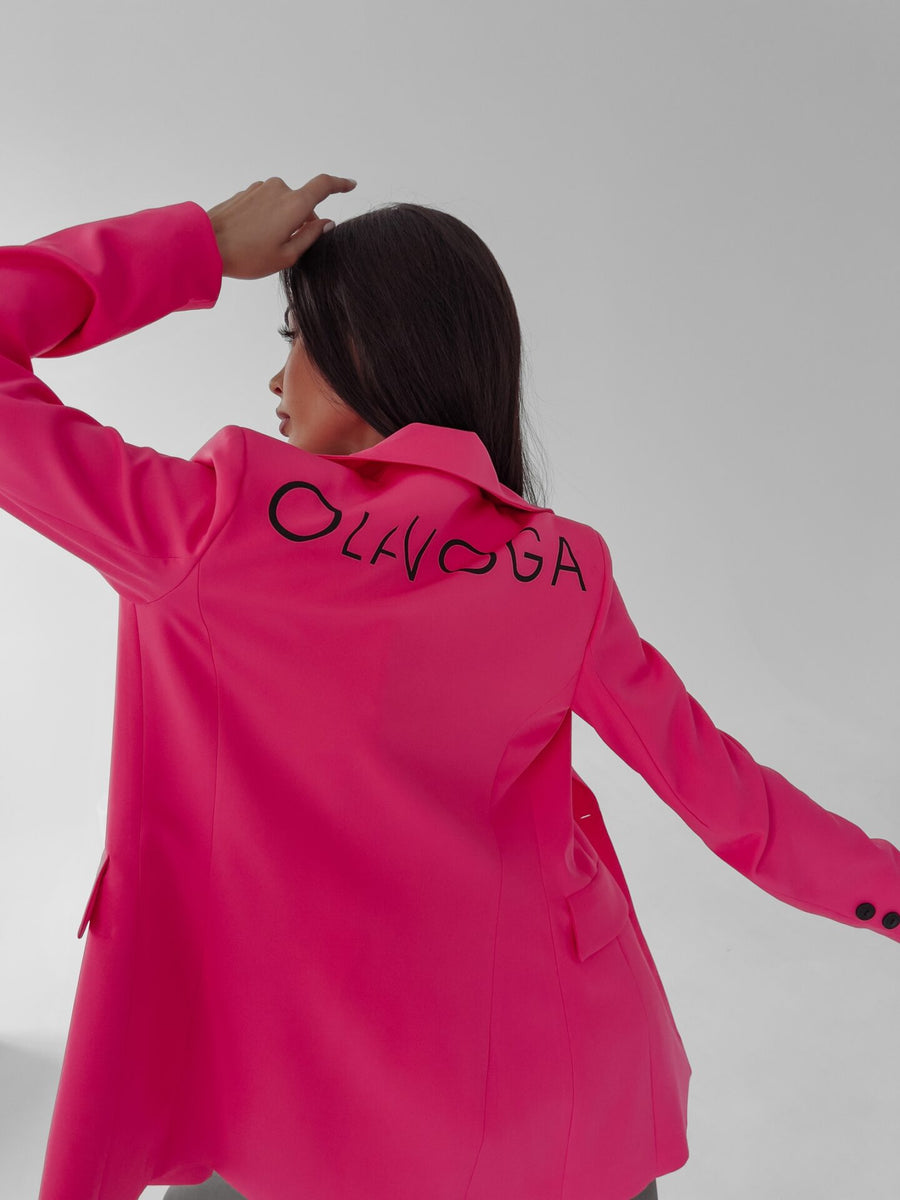 Lara Ola Voga magenta fitted blazer image 3