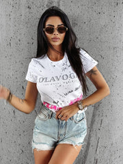 Classic women's T-shirt SPLIT OLAVOGA white shirt straight fitted CIVIC OLAVOGA white image 1