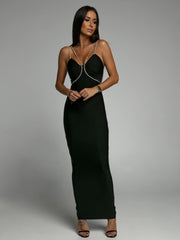Evie Diamante Black Maxi Bandage Dress - L image
